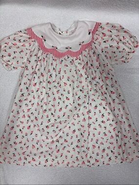Bonnie Jean White rose bud Dress short sleeve cottagecore dress girls 6x